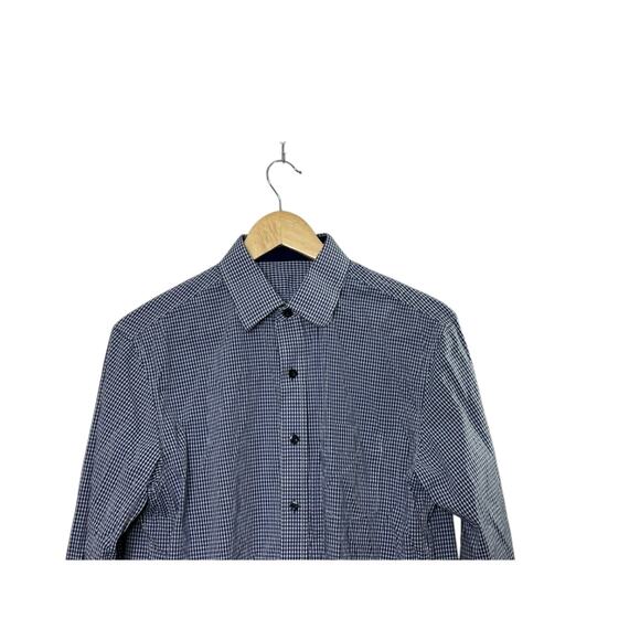 Tasso Elba Blue & White Check Long Sleeve Button Up Shirt Men's Small 14-14.5 - Picture 2 of 5